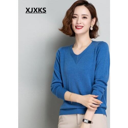 XJXKS 2021 autumn winter new high-end wool knitted sweater women pullover comfortable women casual sweater