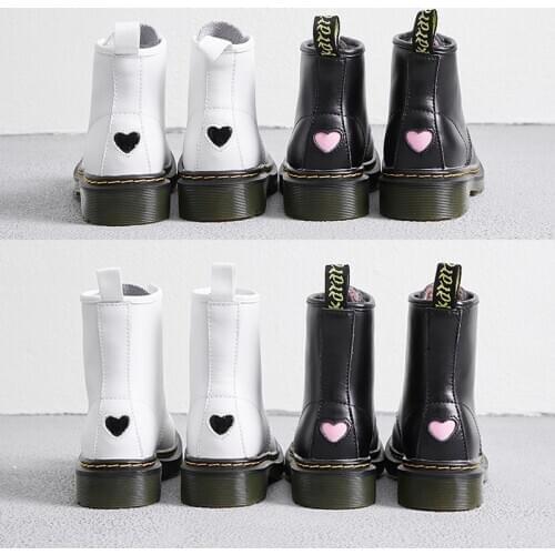 Winter Genuine Leather Womens Boots Love Black Casual Ankle Boots Girls Fashion Boots Zipper Motorcycle Boots 40 Womens Shoes