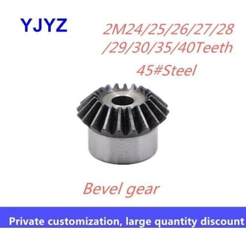 1 pc 2M24/25/26/27/28/29teeth metal bevel gear 45# steel tooth surface quenched 90 degrees 1:1 transmission bevel gear