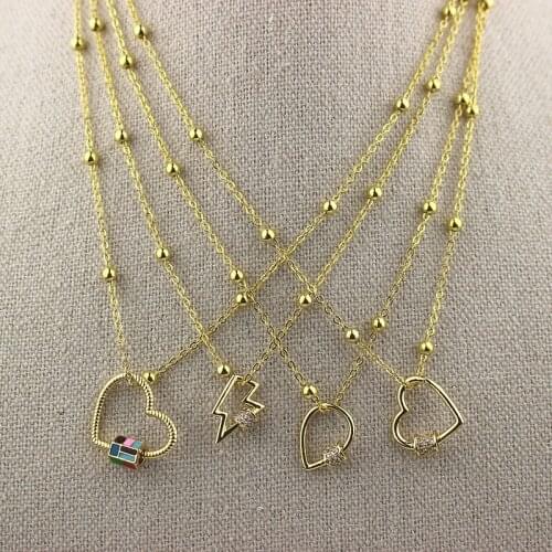 10pcs/lot Cz screw clasp pendant necklace,new design heart shape cz clasp charm necklace,handmade jewelry wholesale