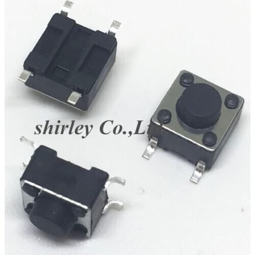 1000pcs 6*6*5mm Light touch switch SMD4 ON/OFF Push button Touch micro switch black keys button SMD 4pin 6x6x5 tact switch