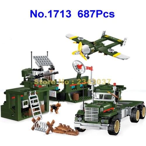 1713 687pcs Combat Zone Military Airplane Car Enlighten Building Block 5 Toy