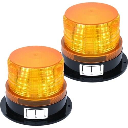 2 x Amber LED Beacon Strobe Emergency Flashing Light Warning Lamp Truck 12V 24V