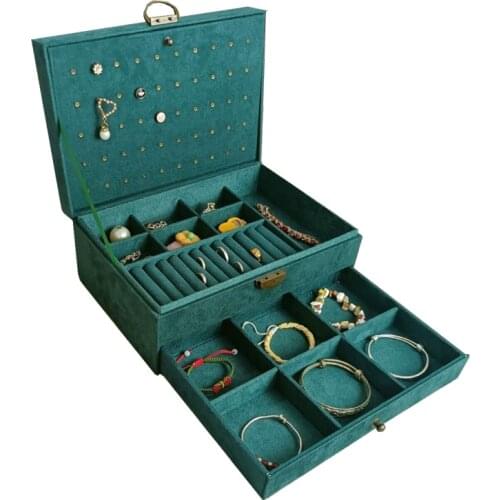 2020 New Vintage Jewelry Box Classical Oriental Charm With Antique Retro Brass Lock Large Capacity