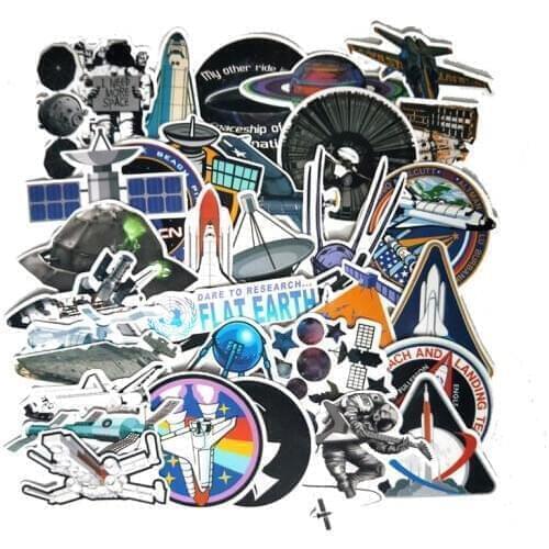 34pcs Funny Astronaut Aircraft rocket Stickers For Luggage Laptop Refrigerator Motorcycle Skateboa car Stickers