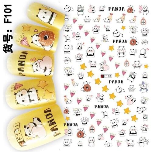 3D Nail Sticker Cartoon Panda Dog Slider Nails Art Decoration Wraps Decals Cute Design Adhesive Manicure Tips Stickers Pegatina