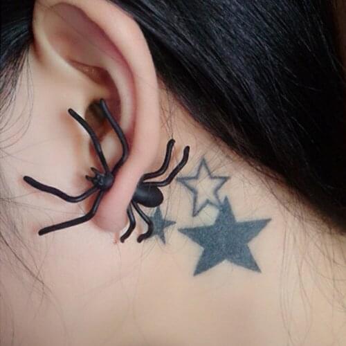 Starose 2 pcs/lot Funny Black Spider Earrings for Women Ear Piercing Helix Piercing Tragus Stud Earring Pircing Ear Jewelry