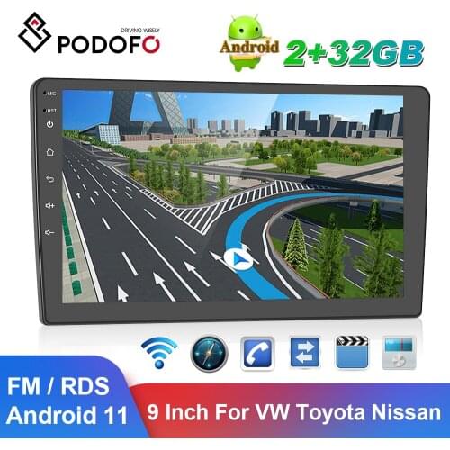 Podofo Auto Stereo 8 Core DSP Android 2 Din Car Radio GPS Navigation Multimedia Player Carplay For VW Toyota Nissian Kia Hyundai