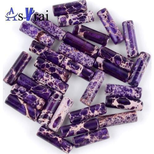 Natural Purple Sea Sediment Jaspers Tube Spacer Beads for Needlework Jewelry Making 4*13mm Column Beads Diy Womens Bracelets