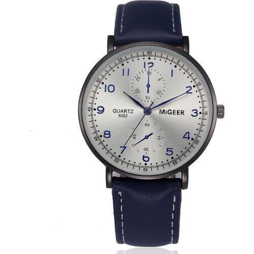 Fashion Casual Men Watches MIGEER Watches Men Military Sports Watches Leather Band Quartz Wristwatch mannen horloge reloj hombre
