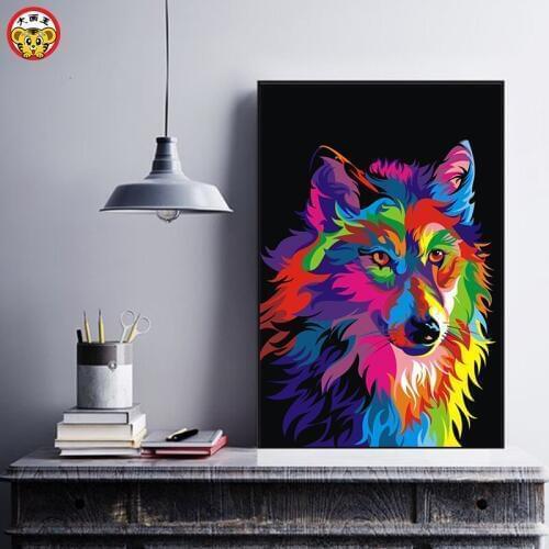 Digital painting art painting digital oil painting tiger cat lion color abstract DIY animal beast decoration