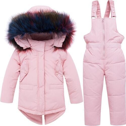 Childrens down Jacket Set 1-5 Years Old Girls down Overall Two-Piece Set Baby Boy Infant Padded Jacket