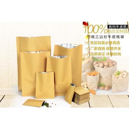 DHL 500Pcs/Lot 11*16cm Brown Kraft Paper Aluminum Foil Top Open Food Coffee Party Packaging Bag Heat Seal Mylar Packing Pouches