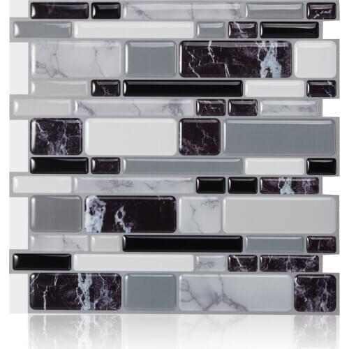 Kitchen Mosaic Wall Sticker Decoration Self Adhesive Backsplash Peel and Stick Tiles, 4 Sheets