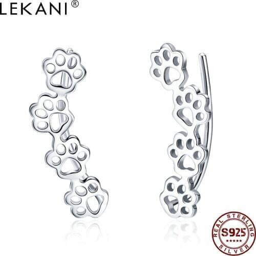 LEKANI Hot Selling Sterling Silver Claw Diameter Cat and Dog Footprint Ear Stud Earrings Women Sterling Silver Jewellery