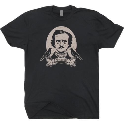 Edgar Allan Poe T Shirt Horror Book Nerd Hp Lovecraft Literary Raven Graphic Tee 2019 New Arrival Stringer Men Free China Post