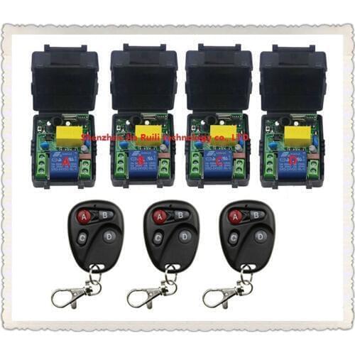 New AC220V 1CH Radio Controller RF Wireless Relay Remote Control Switch 315 MHZ 433 MHZ 3 Transmitter +4 Receiver --JRL220V-89
