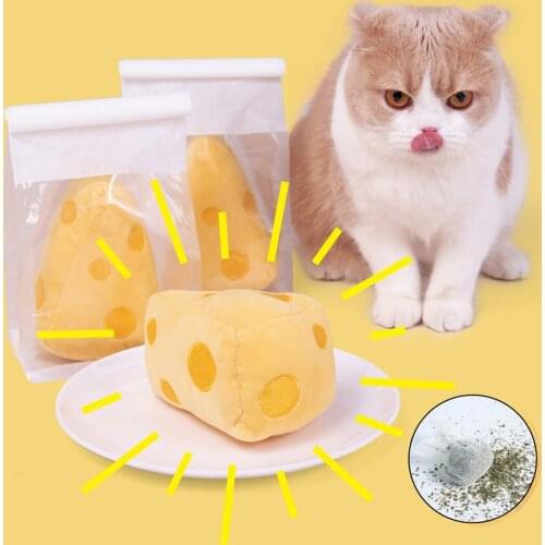 PP Cotton Cat Catnip Toy Cute Cheese Shape Cat Accessories Soft Pet Products for Kitten Bite Resistant Cat Supplies Dropshipping