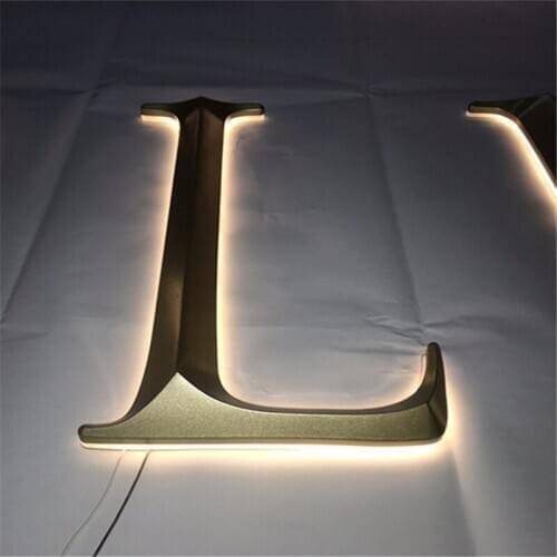 Polished Stainless steel back lit letter painted metal acrylic halo lit signage for customized logo