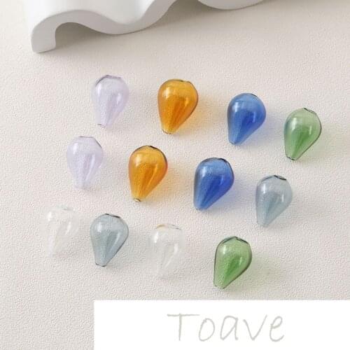 Hollow hollow colored glass beads diy straight hole beaded necklace bracelet earrings hand-made retro material accessories