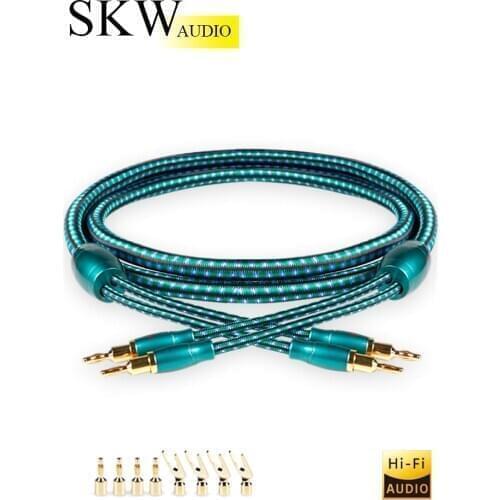 SKW OFC Conductor Speaker Audio Cable Speaker Wire For Amplifier Connect Speaker Box Hi-fi Systems Y Plug Banana plug one pair