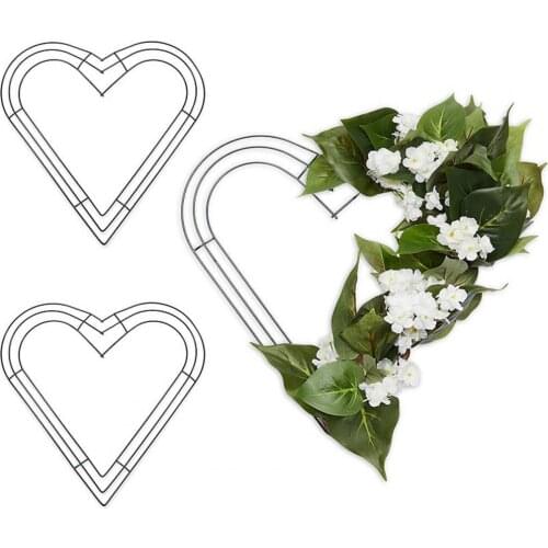 Christmas Valentines Day Wedding DIY Wreath Frame Solid Wall Hanging Metal Heart Shaped Iron Ring Home Decoration