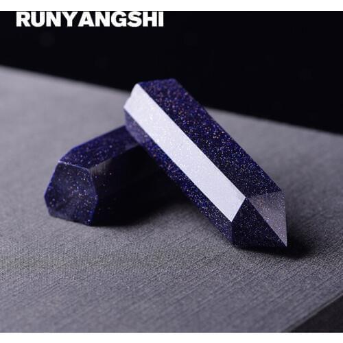 Runyangshi Crystal Pillar Stone 1 Pc Simple Style Blue Natural Crystal Small Crystal Column High Quality Beautiful ZL04