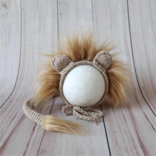 Newborn baby Lion bonnet Baby girl boy animal hat photography props Knitted baby lovely bonnet hat photo props