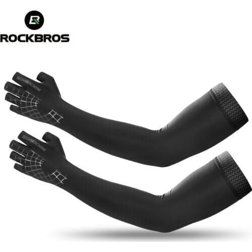 ROCKBROS 2 In 1 Sport Arm Sleeve Glove Breathable Elasticity Running Hiking Driving Sleeves Arms Warmer Glove For Sun Protection