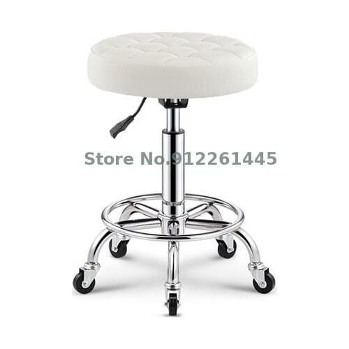 Beauty stool barber shop chair hairdresser rotating lifting round stool manicure stool pulley large work stool makeup hair salon