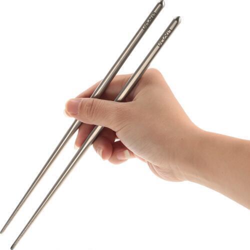 Lixada 1 Pair Titanium Chopsticks Camping Equipment Titanium Tableware Lightweight Square Reusable Chopsticks Camping Utensils