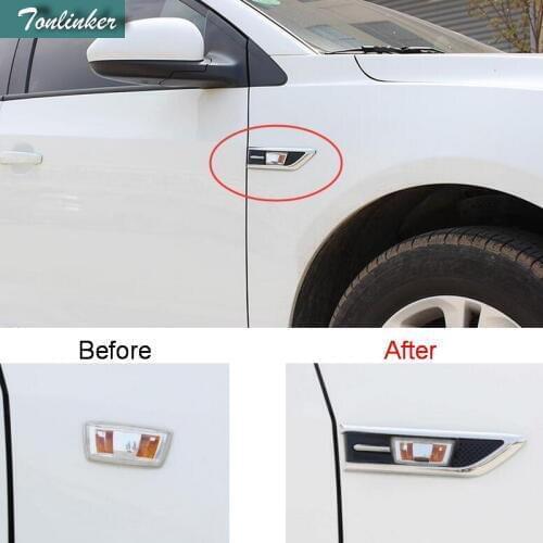 Tonlinker Cover Stickers for Chevrolet Cruze 2017-18 Car styling 2 Pcs ABS Chrome car body turning light decoration stickers