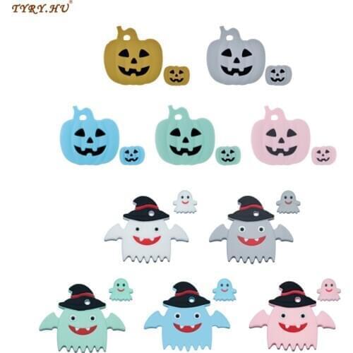 TYRY.HU 2pc/set Baby Animal Silicone Teethers Ghost pumpkin Beads Baby Teething Product Accessories For Pacifier Chains BPA Free
