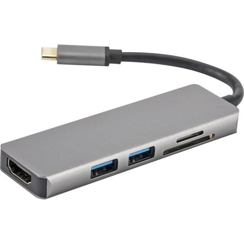 USB C Hub 4Kx2K 30Hz 5 In 1 Type C To HDMI-Compatible USB 3.0 Adapter Card Reader Type C Expansion Dock For Laptop