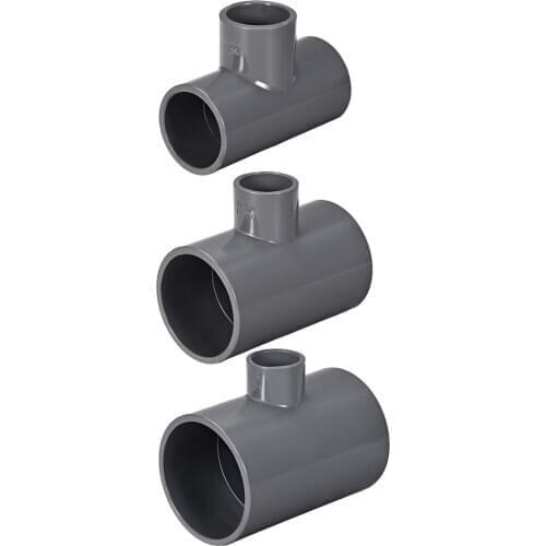 Uxcell 2Pcs 401 Series PVC Pipe Fitting Tee Schedule 40 Gray for Agricultural Irrigation Soilless Cultivation Systems etc