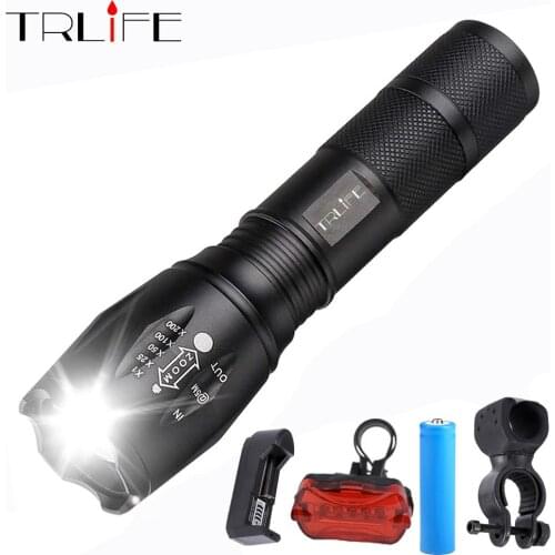 1 complete set Bicycle Light L2/T6 8000Lumens bike Flashlight Torch+Mount Holder +Rear light+Charger+ 1*18650 battery