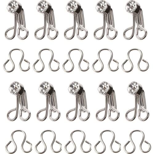 New 10pcs Collar Hook Fasteners for DIY Skirt Dress Bag Decoration Sewing Craft with Rhinestone Silver Sewing Supplies Accessory