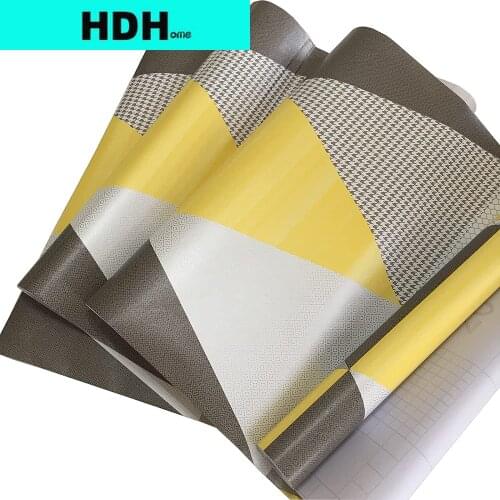 Yellow Gray Triangle Peel and Stick Wallpaper Geometric Simple Wall Decal Self Adhesive Contact Paper Film for Bedroom Decor