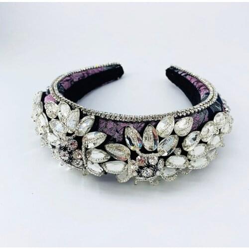 New Rhinestone Full Crystal Headbands for Women Wide Elastic Hairbands Baroque Tiara Hair Accessories Headdress
