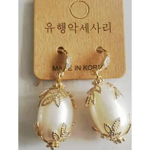 New s925 sterling silver earrings natural freshwater pearls Korean fashion temperament women