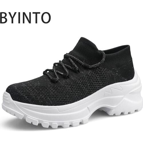 Wedges Platform Women Tennis Shoes Thick Bottom Chunky Sneakers Breathable Mesh Sock Female Trainers Tenis Feminino Basket Femme