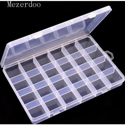 1Pc 24Grid Transparent Plastic Box Jewelry Nail Tips Storage Box Case Organizer Compartments for Jewelry Rhinestone Nail Art