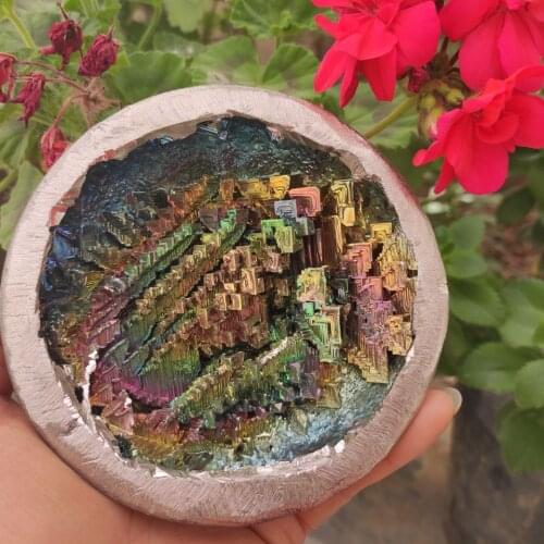 10cm Natural Bismuth ore multicolour Mineral Basin shaped crystal Pyrami Original Stone Healing Reiki Specimen decor