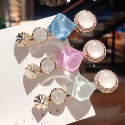 2pcs/set Korea Style Pearl Crystal Beads Metal Hair Clip Hairband Bobby Pin Barrette Hairpin Headdress Accessory Beauty Styling