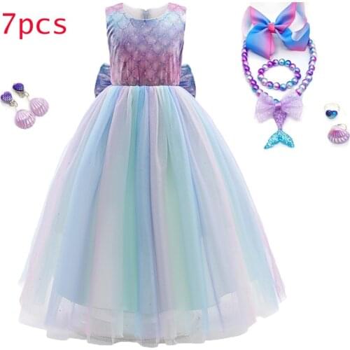 2021 New Fashion Princess Dress Girl Halloween Costume Set Party Cosplay Wedding Dress Kids Birthday Gift Dress 3-10 Year Old