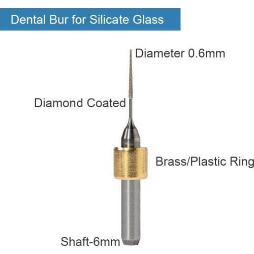 3pcs Glass ceramic diamond coated dental bur for e.max veneer Disilicate glass ceramic milling tool