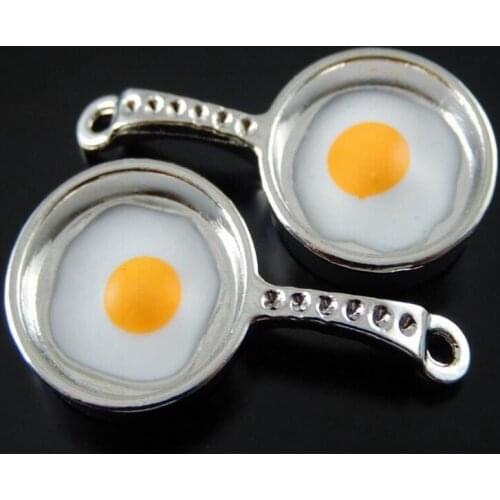 5pcs/lot Alloy Bronze Enamel Omelette Sun Egg Pan Shape Charms 14MM For DIY Fashion Jewelry Finding Making Accessories 32x17mm