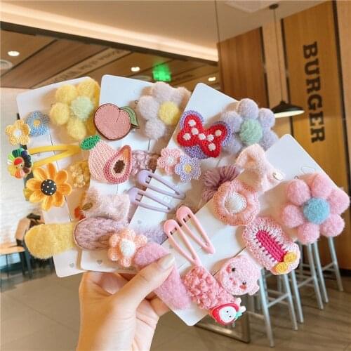 8/9Pcs/Set New Children Cute Cartoon Flower Hairpins Barrettes Girls Lovely Colors Hair Clips Kids Baby Sweet Hair Accessories