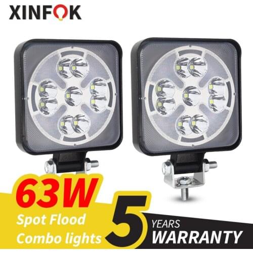 Car LED Work Flood Spot Light 3030 SMD 63 Watts 3000K 6500K Colors Switch DC 12-24 Volts Spotlights Truck 4x4 4WD