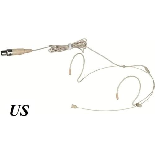 Bolymic Beige Dual Earhook Headset Microphone Mic For GTD Audio Wireless 3pin-Mini XLR microfono